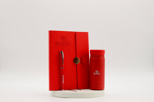 Be Bold Red Notebook, Pen, and Thermo Set
