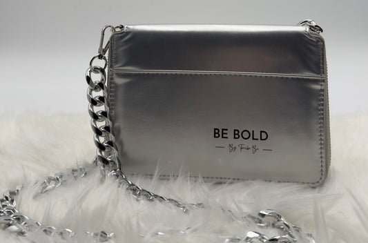 Chunky Chain Crossbody Purse  Silver/Silver Chain