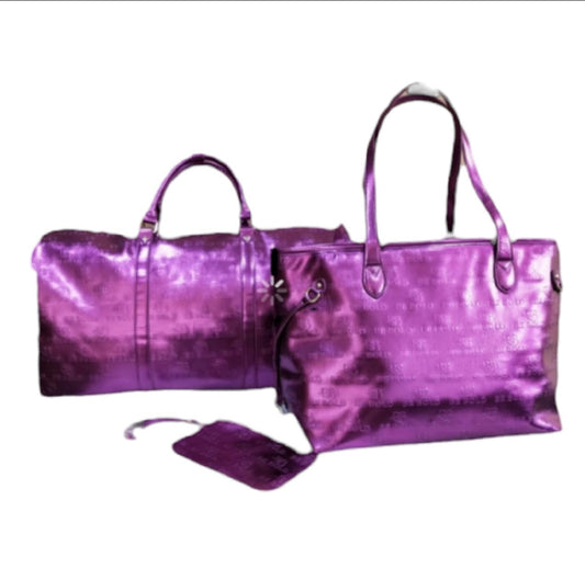 Be Bold Purple Metallic Tote & Duffel Set