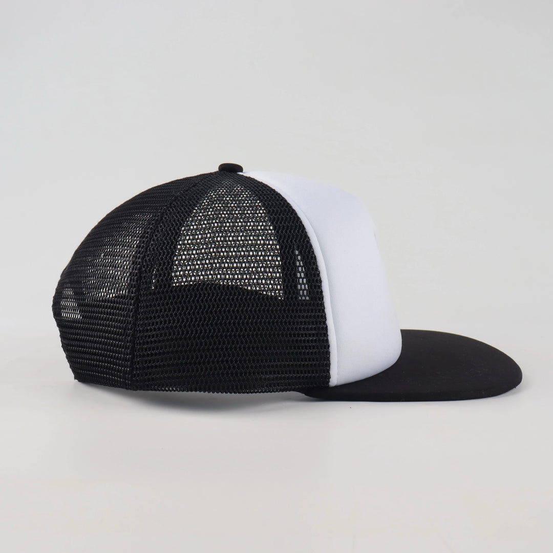 Be Bold King Trucker Hat – Black & White (Gold Crest)