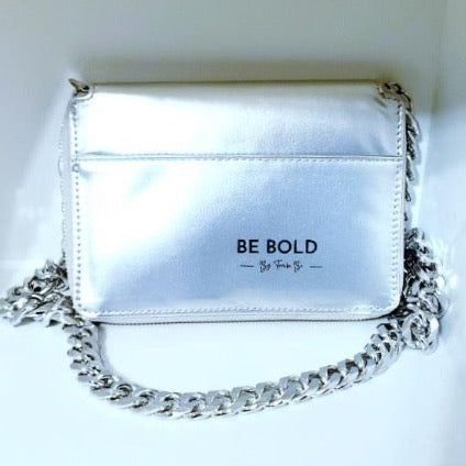 Chunky Chain Crossbody Purse  Silver/Silver Chain - Be Bold Collections